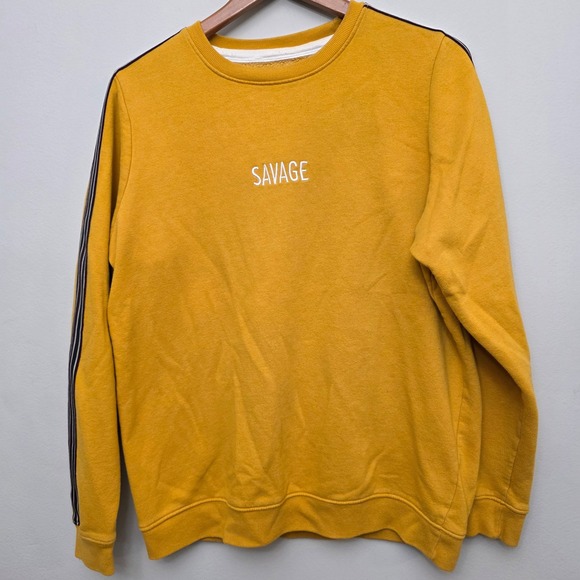 San Francisco Work Shirts Savage Embroidered Striped Sleeve Sweatshirt Large - Picture 1 of 7